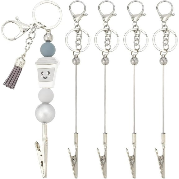 4Pcs Jewelry Fastener Tool Bracelet Helper Tool Clasp Helper with Lobster Clasps Clips Silver Fastening Clasp Beadable Bar Blanks Bracelet Fastener Clasps