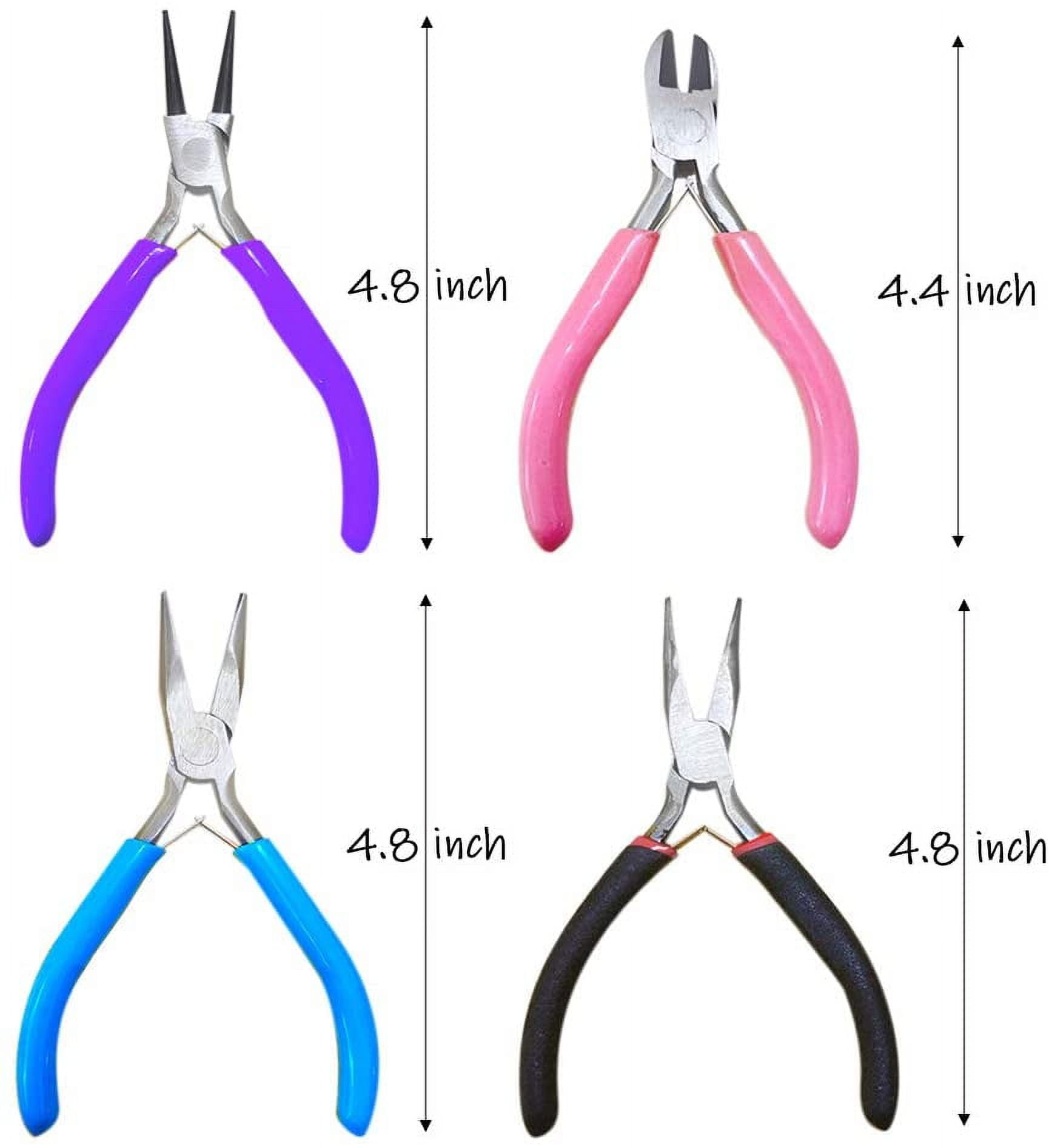 4 Pack Jewelry Pliers Jewelry Making Pliers Tools Kit with Needle Nose  Pliers/Chain Nose Pliers, Round Nose Pliers, Bent Nose Pliers, Wire Cutters  for