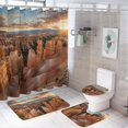 4Pcs Jungle Canyon Scenery Shower Curtain Sets with Rugs, Toilet Lid