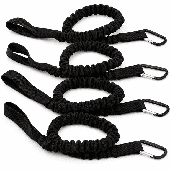 4Pcs Kayak Paddle Leash, Elastic Safety Lanyard with Carabiner Hook for Kayaking, Canoeing, SUP