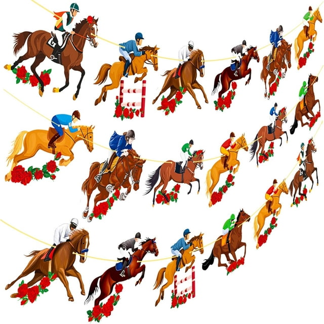 4Pcs Kentucky Derby Banner Kentucky Derby Decorations Run For The Roses