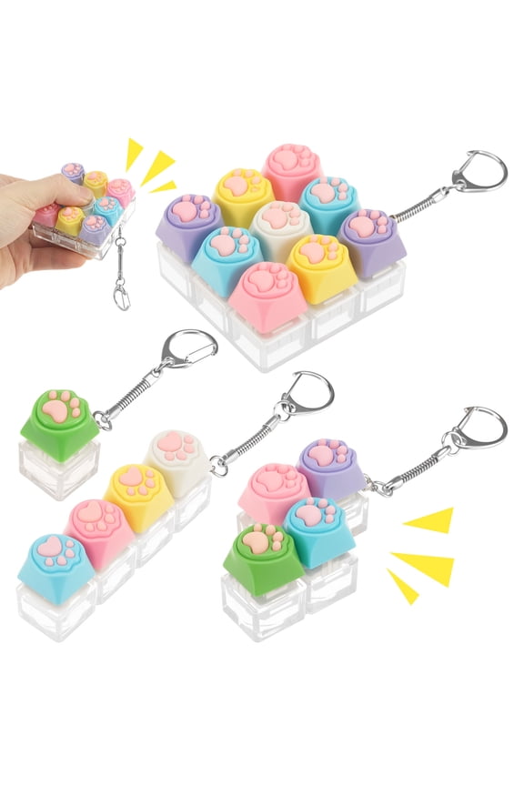 4Pcs Keyboard Fidget Toy Mini Mechanical Keyboard Stress Relief Toy Sensory Click Toy for Kid and Adult Cute Bag Charm for Backpack Anxiety Relief Present