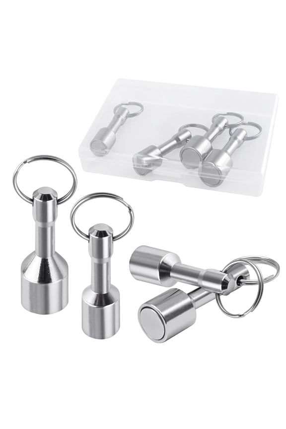 4Pcs Keychain Magnets for Testing Brass Mmagnetic Key Holder Keychain Pocket Magnets for Purse Gold Silver Jewelry Ferrous Metals Test Magnet Hanging Keys Holder,D12mm and 15mm