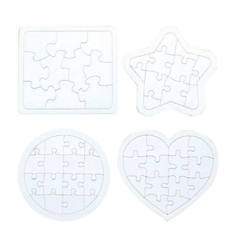 4Pcs Kids Coloring Blank Puzzle DIY Paper Jigsaw Puzzles Four