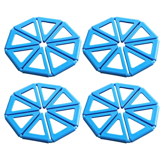 4Pcs Kitchen Coasters Blue Foldable PP Heat Insulation Cup Mat Waterproof Bowl Pads