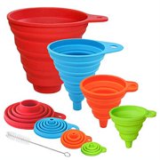 4Pcs Kitchen Funnels for Filling Bottles Canning, Food Grade Silicone Collapsible Funnel Set, Large Funnel for Wide Mouth Jar, Small/Mini Funnel for Transfer Oil Powder