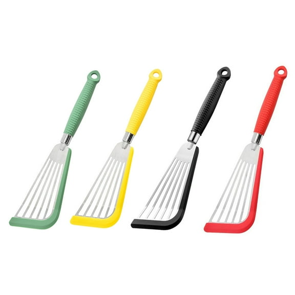 4Pcs Kitchen Spatula Temperature-Tolerant Non-Stick Cooking Utensils for Nonstick Pans Flexible Fish Turner and Pancake Flipper Red+Black+Yellow+Green