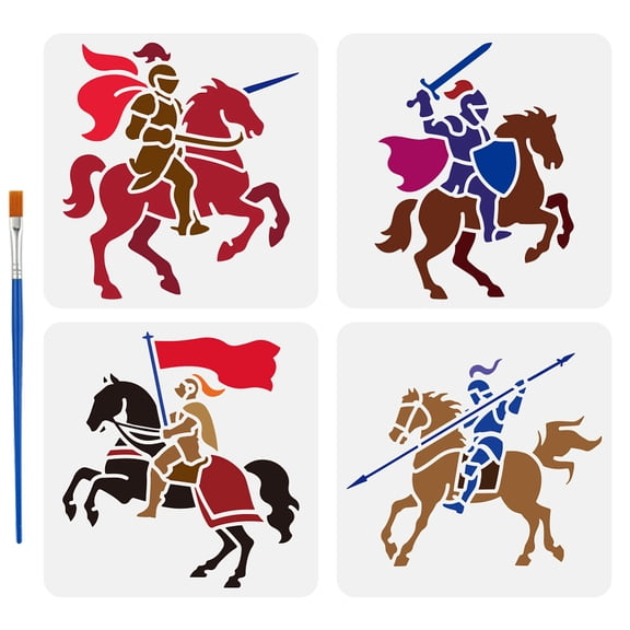 4Pcs Knight Stencils