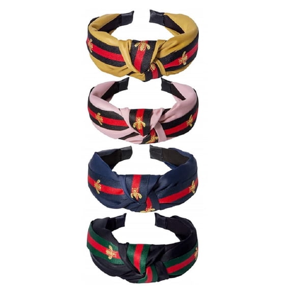 4Pcs Knotted Bee Animal Headbands for Women Bee Headband knotted wide Hair Accessories