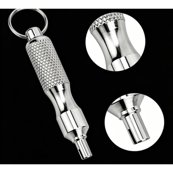 4Pcs Knurled Anti-Slip Handle Valve Core Screwdriver with Keychain Ring, Universal Tire Valve Stem Wrench, for Automotive Bike Motorbike Wheel Maintenance