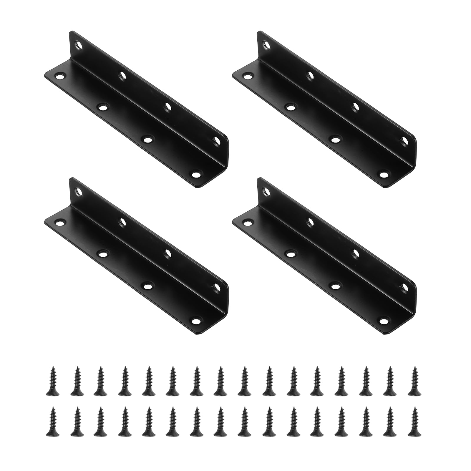 4Pcs L-Shaped Brackets Corner Brace, 0.98"x0.98"x5.51" Corner Bracket Shelf Bracket Right Angle Brackets for Wood Shelves Furniture (25x25x140mm, Black)