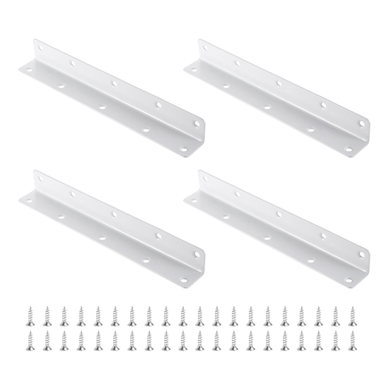 4Pcs L-Shaped Brackets Corner Brace, 0.98"x0.98"x7.87" Corner Bracket Shelf Bracket Right Angle Brackets for Wood Shelves Furniture (25x25x200mm, White)