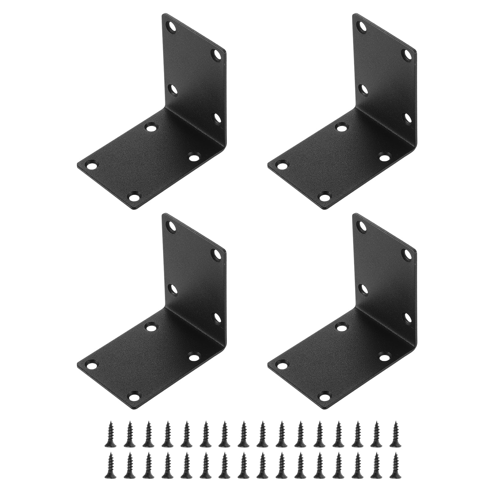 4Pcs L-Shaped Brackets Corner Brace, 2.76"x2.76"x1.89" Corner Bracket Shelf Bracket Right Angle Brackets for Wood Shelves Furniture (70x70x48mm, Black)