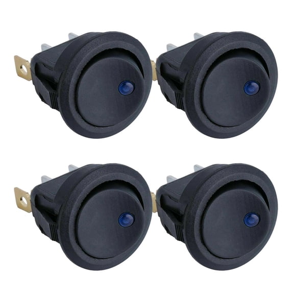 4Pcs LED Dot Light Car Auto Boat 2Pin Round Rocker ON/OFF Toggle SPST Switch 12V