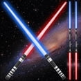 thumbnail image 1 of 4Pcs LED Lightsaber with Connector Sounds,7 Colors Changing LED Light Up Sword,Retractable Glow Sword Light, Portable Lightweight Light saber with Handle for Kids Christmas Role play, 1 of 10