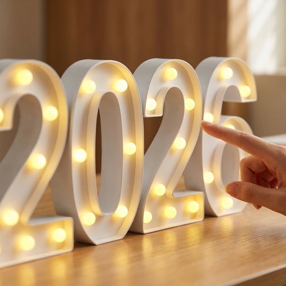 4Pcs LED Marquee 2026 Number Lights Glow in the Dark Digital Desk Lamp for Graduation Party Home Decor Holiday Display, 9 Inch