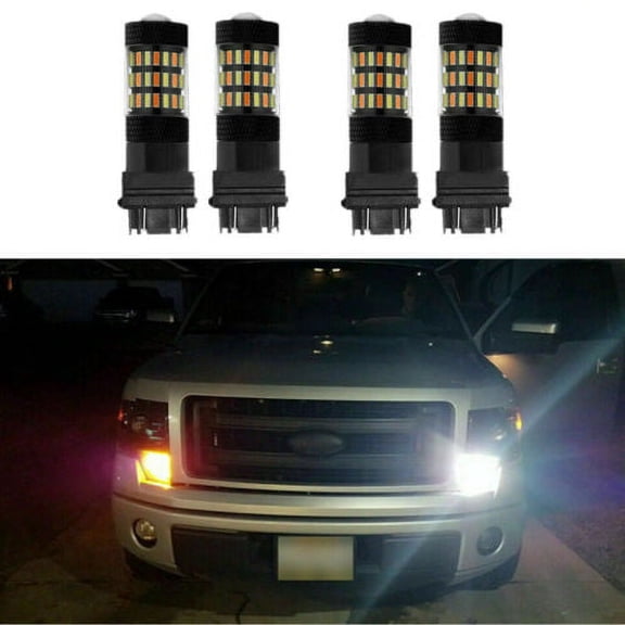 4Pcs LED Switchback Turn Signal Light Bulbs Fit for 2007-2013 GMC Sierra 1500 2500 White/Amber Leds