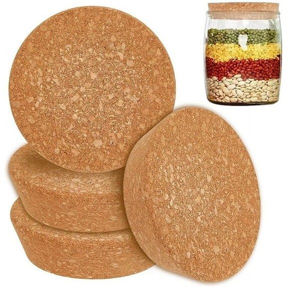 4Pcs Large Cork Stoppers Cork Bottle Stoppers 2.9-3.2 Inch Tapered Cork Plugs Cork Canning Jar Lids Wood Tapered Cork Plugs Wooden Tapered Cork Stopper for Kitchen Wedding Favor CanningBurlyWood