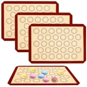 4Pcs Macarons Silicone Baking Mats Large Reusable Silicone Mat Non-Stick Food Safe Oven-Safe for Cookies 16.6x11.6 inch