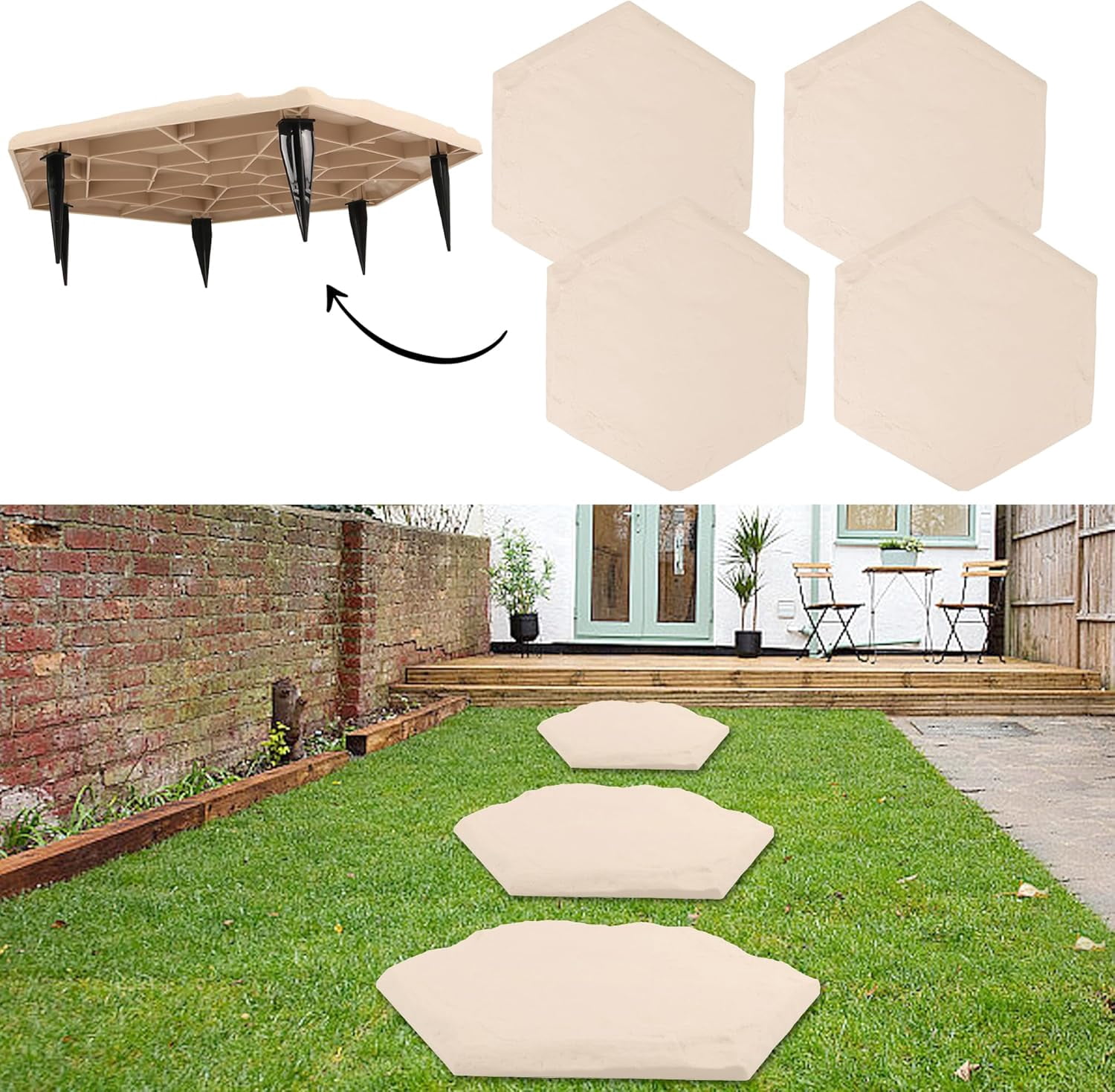 4-Pack Large Stepping Stones - 15.5" Plastic Garden Path Walkway Stones 5 thumbnail image