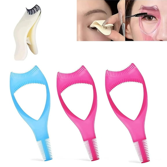 4Pcs Lashes Buddy False Eyelashes Applicator Tool for Wear Eyelashes, Eyelash Brush Tool 3 in 1 Makeup Beginner Essentials Tool Upper Lower Eye Lash Mascara Guard Applicator