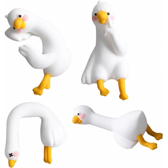 4Pcs Lazy Duck Computer Decorations Cute Duck Figurine Desk Monitor Dashboard Ornament Mini Resin Office Car Desk Decor Gift