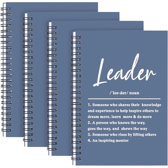 4Pcs Leader Definition Spiral Journal Boss Mentor Appreciation Lined Notebook Gift for Women Men(Spiral-4Pcs Leader Dark Blue)