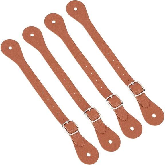 4Pcs Leather Spur Straps Adjustable Strap Western Man Woman Single Ply Leather Horizons Spur Straps with Zinc Alloy Clasp for Equestrian Supplies Thigh High Boots Chocolate