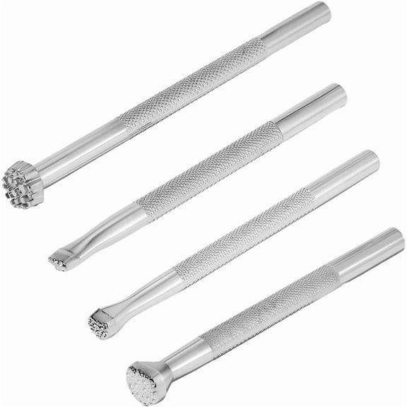 4Pcs Leather Stamping Tools Metal Stamp Punch Kit Set Carving for Leather Working Making Imprinting Handmade DIY Crafts Art Belt Bag Hat Shoes