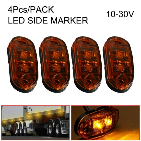 4Pcs Led Lights 12-24V Truck 2 Led Side Marker Lights Lamp Trailer Truck Lorry Caravan Lamps Yellow Red White Color Waterproof