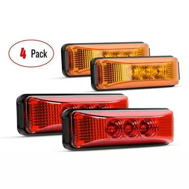 4Pcs Led Side Marker Lamps Clearance Lights Indicators for Truck Trailer Lorry RV Camper Motorhome, Sealed Waterproof, 12V(2Amber+2Red)