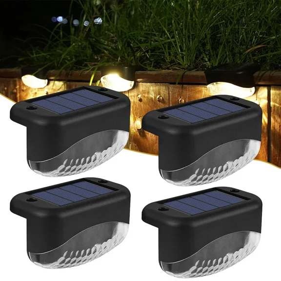 4Pcs Led Solar Powered Outdoor Lights For Deck Stair Fence Railing Wall Garden
