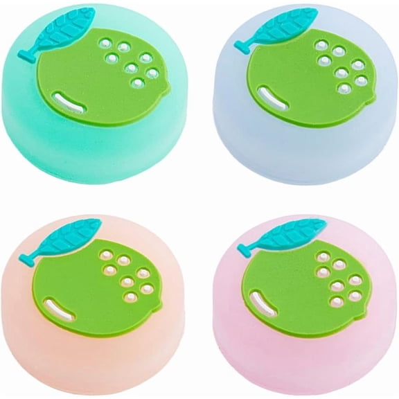 4Pcs Lemon Analog Joy Stick Protective Cover Thumb Grips Fruit Soft Silicone Joystick Button Caps Compatible with Switch OLED Lite Console for NS ControllerMixed Color Colorful