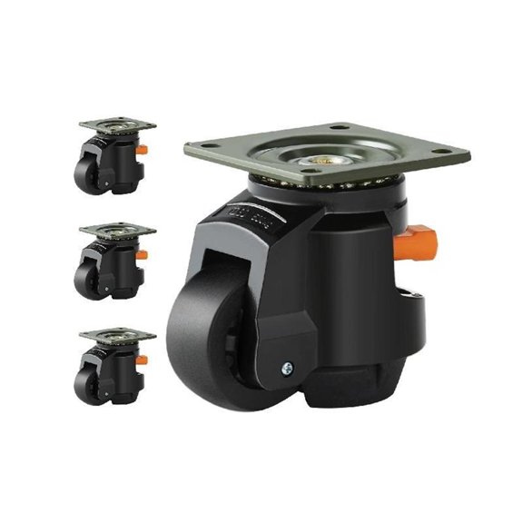 4Pcs Leveling Casters Heavy Duty Swivel Caster Wheels With Handle Design Height Adjustable Feet For Workbench Machine ,Quiet and Smooth