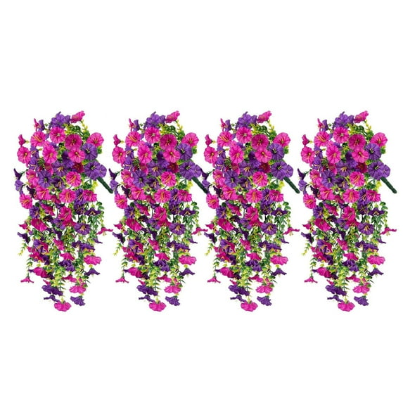 4Pcs Light Pink Outdoor Courtyard Artificial Flowers, 75cm/29.52In Christmas Wall Hanging Flowers Rattan, Eucalyptus Morning Glories, Silk Flowers, Home Wedding, Wedding Decoration