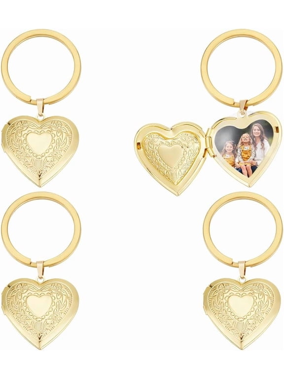 4Pcs Locket Keychain Personalized Memory Locket Key Chain with Photo Pictures Photo Keychain for DIY handcrafting