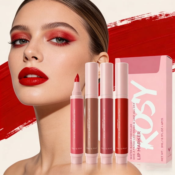 4Pcs Long Lasting Lip Paint Marker Soft Tip Precise Application Portable Lip Stain Set Perfect For Office Date Night And On The Go