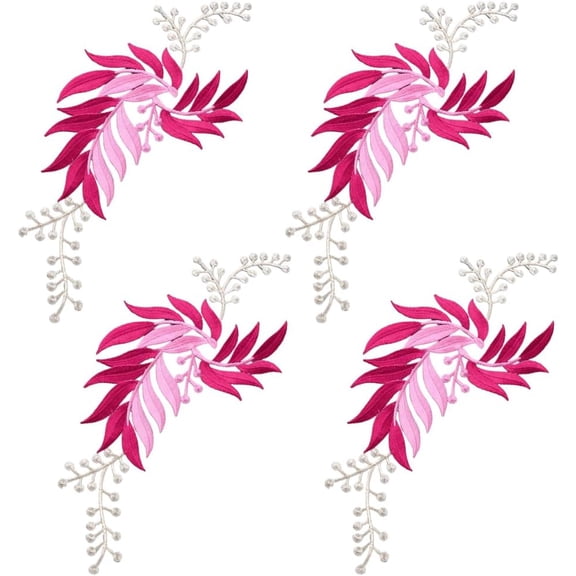 4Pcs Long Patch Leaf Vine Iron on Applique 11 x 5.3 Inch Leaves Plants Decorative Embroidered Sew on Patches Appliques