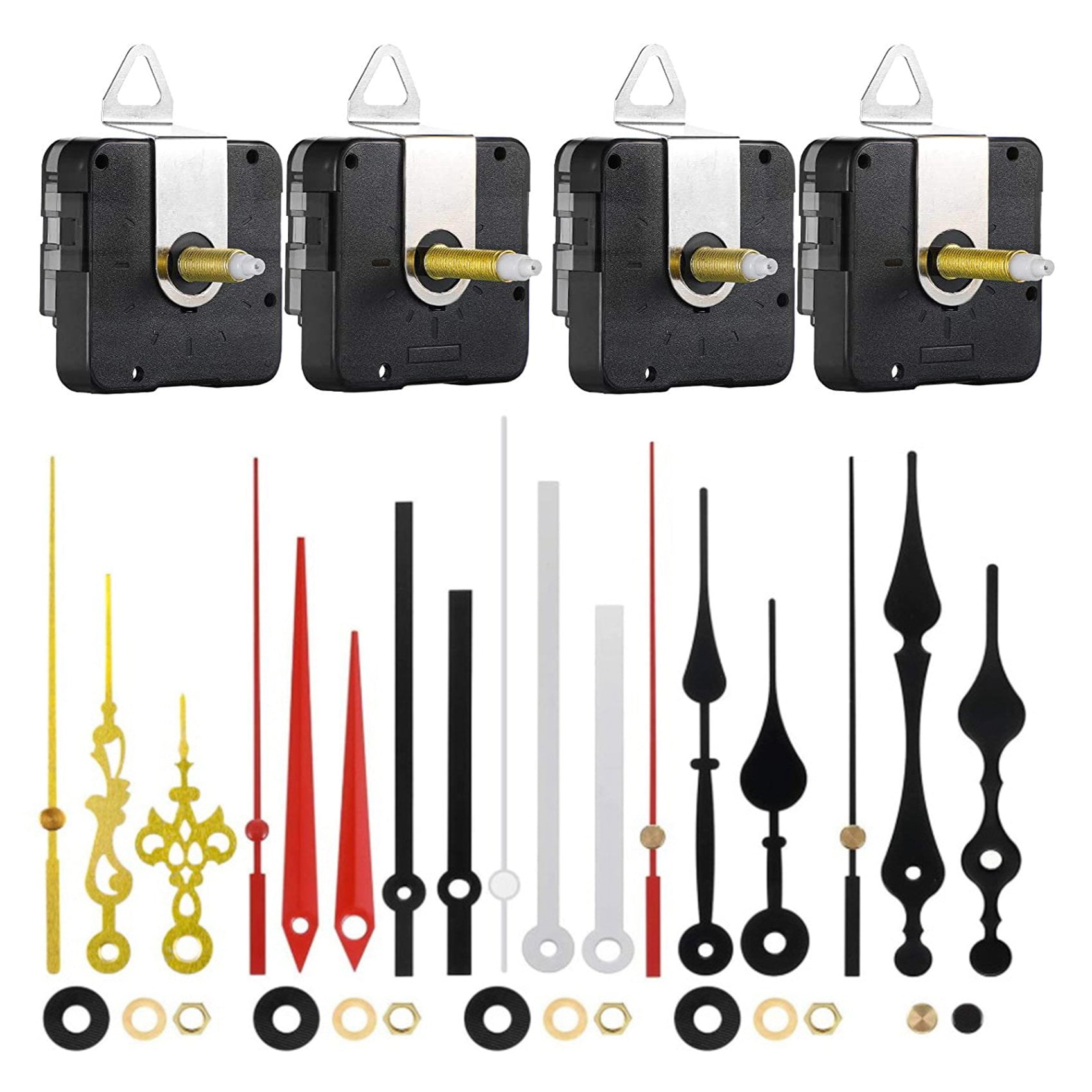 4Pcs Long Shaft Quartz Clock Movement Mechanism Motor Kit with 6 Pair