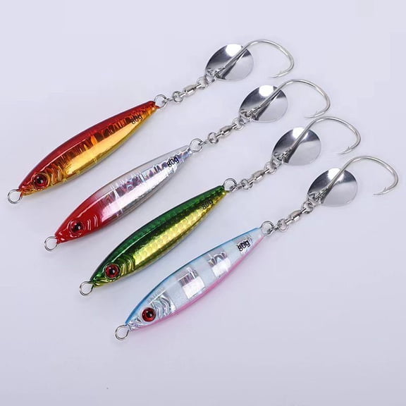 4Pcs/Lot mackerel platen bait with swivel single hook glitter 30-80g sea fishing