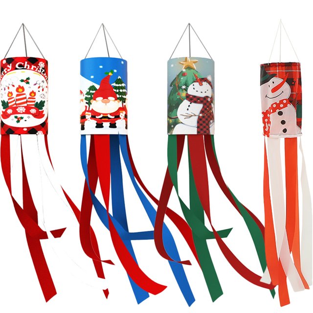 4Pcs Lovely Windsocks Wearresistant Christmas Decors Decorative