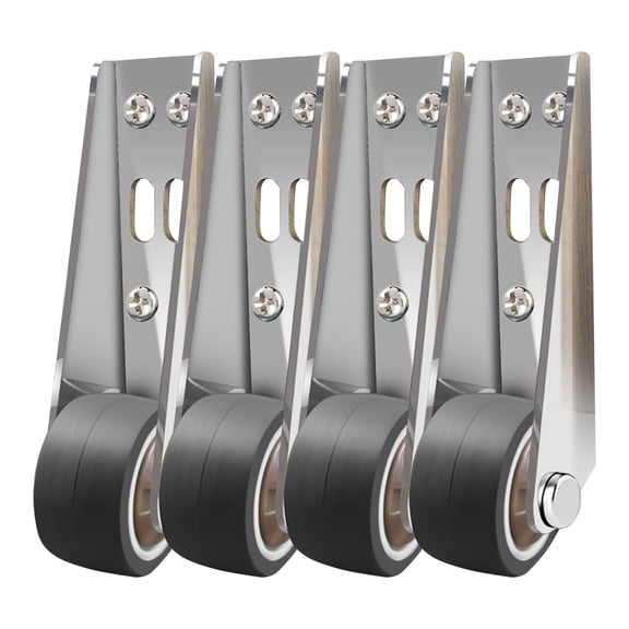 4Pcs Low Profile Casters, Rubber Low Profile Caster Wheels, Non-Slip Side Mount Caster Wheels for Room Door, Cabinet,Storage Box, Underbed Drawer, Bookcase