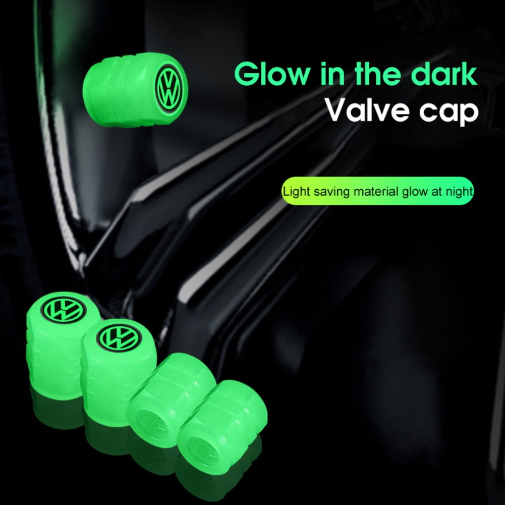 4Pcs Luminous Car Tire Valve Cap Cover Rubber Wheel Tires Valve Covers