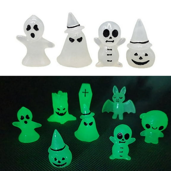 4Pcs Luminous Ghost Tree Elves Miniature for Micro Landscape, Halloween Fairy Assorted Luminous Ghost Tree Elves Glow In Dark Miniatures,Gnomes Garden, Halloween Decor