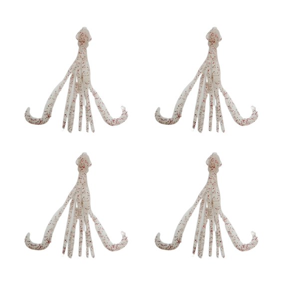 4Pcs Luminous Octopus Fishing Baits Bite Resistant Soft Flexible Bright Color Realistic Fishing Lures Artificial Baits-Ivory