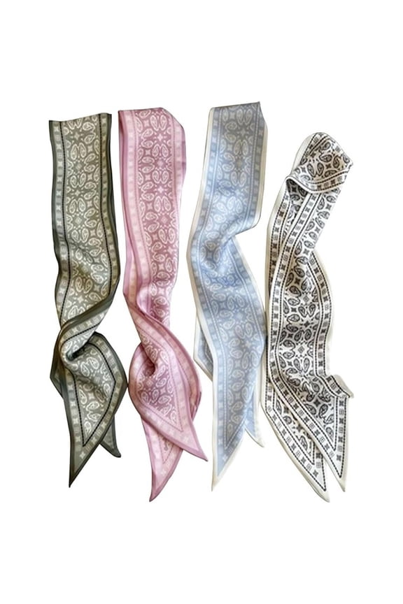 4Pcs Luxury Satin Scarves Set, Soft Multifunctional Fashion Scarves & Hair Accessories for Women, Elegant Boho Chic for Daily Wear and Travel