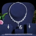 thumbnail image 1 of 4Pcs Luxury Silver Plated CZ Wedding Necklace Earrings Ring Bracelet Jewelry Set, 1 of 9
