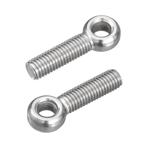 4Pcs M10 x 40mm Lifting Eye Bolts, 304 Stainless Steel Machinery Shoulder Swing Bolt Lifting Ring Eyebolt for Pipeline Gate Valves, Building Steel Pipe Fasteners, Silver