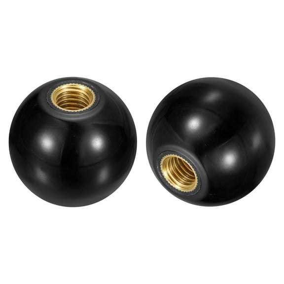 4Pcs M12 Copper Thread 40mm Dia Threaded Ball Knobs for Machine Handle, Black