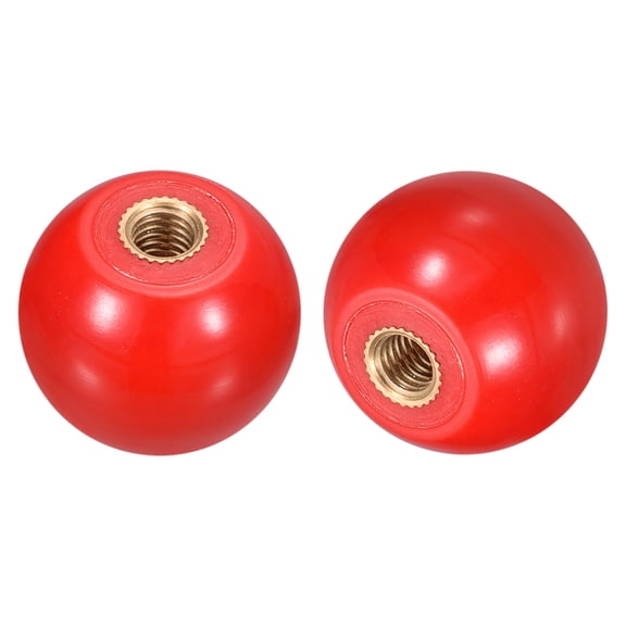 4Pcs M5 Copper Thread 20mm Dia Threaded Ball Knobs for Machine Handle, Red